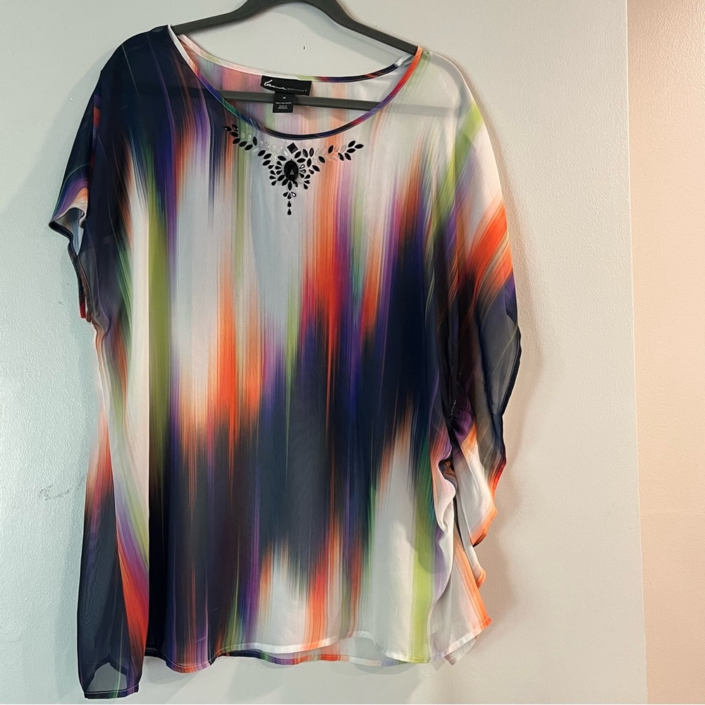 Lane Bryant Multicolor Sheer Blouse